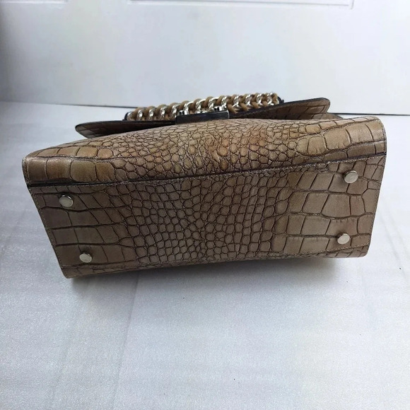 Claudia Firenze Croc Embossed Leather Cream Colored Satchel/ Bag - Picture 3 of 16